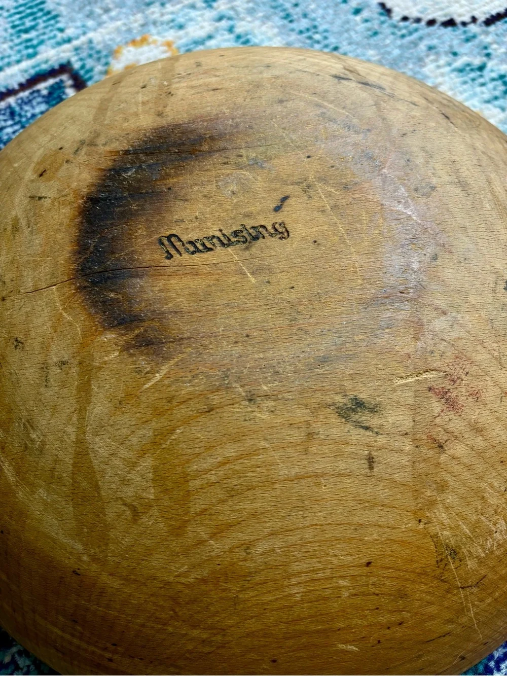 VTG 1940s Munising Handcrafted Rustic Wooden Serving Bowl